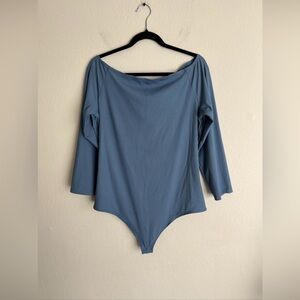 Spanx Boat Neck Ribbed Bodysuit Women 2X Blue